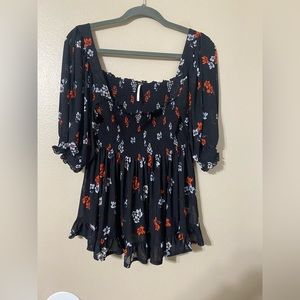 Free People Delta Dawn Floral Print Top super cute fee people size M